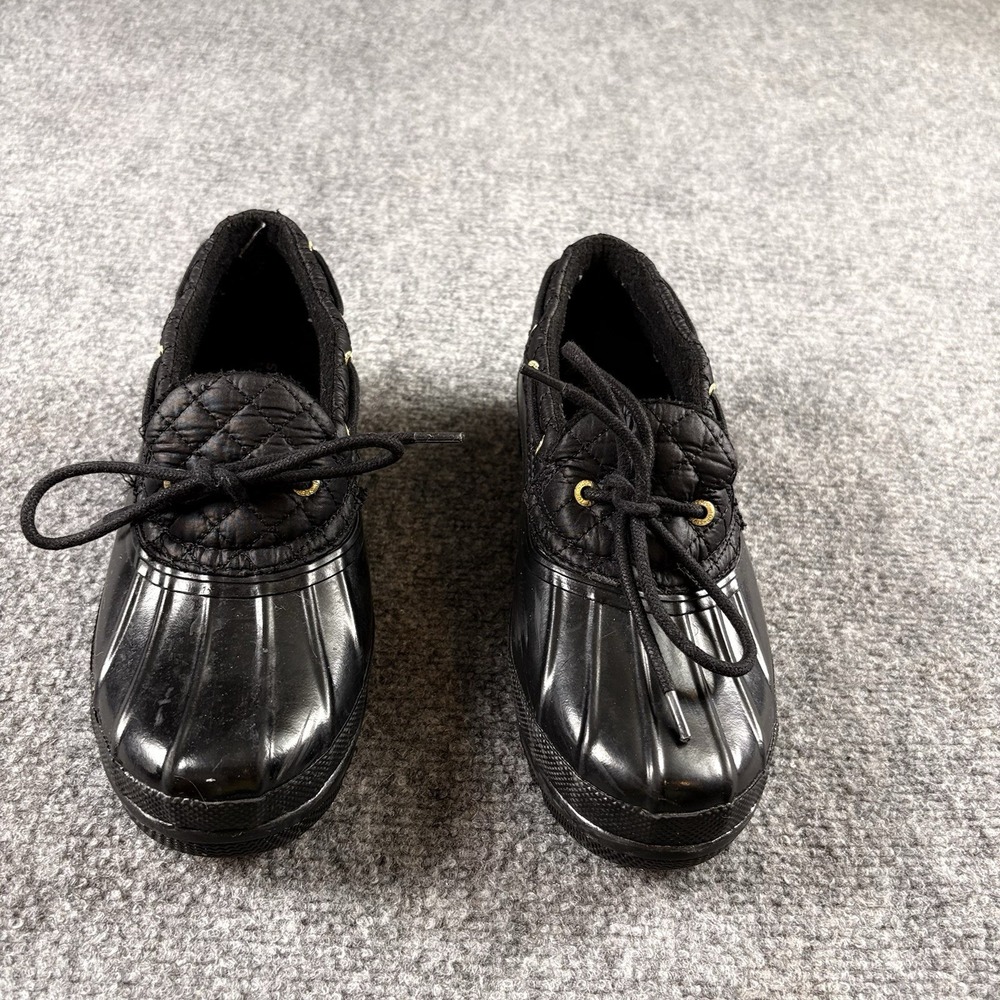 Sperry Top-Sider Duck Shoes Women's 6 Black Quilted Waterproof Rain Lug Sole
